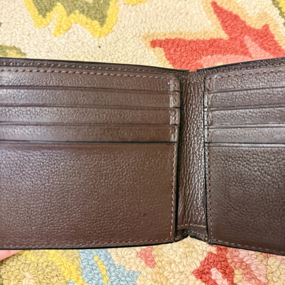 COACH Unisex Dark Brown Pebbled- Textured Leather Bifold Compact Wallet - Picture 12 of 16